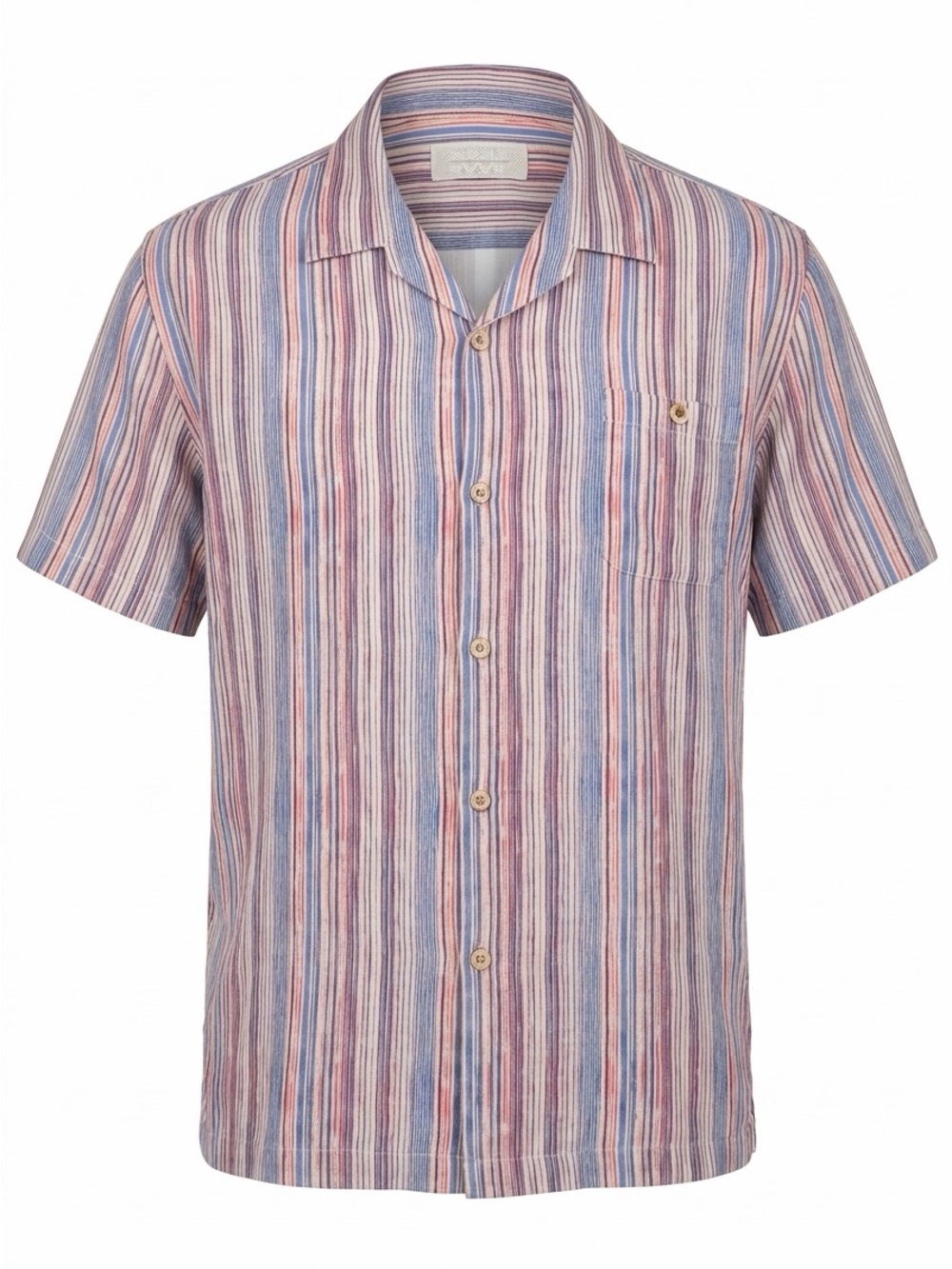 Tommy Bahama Pink Blue Cream Striped Short-Sleeve Camp Shirt
